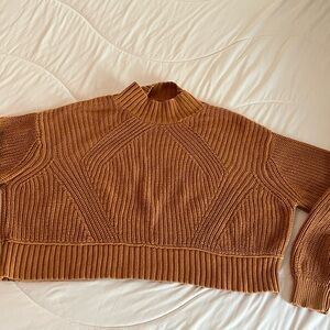 Aeropostale Women's Tan Ribbed Turtleneck Sweater